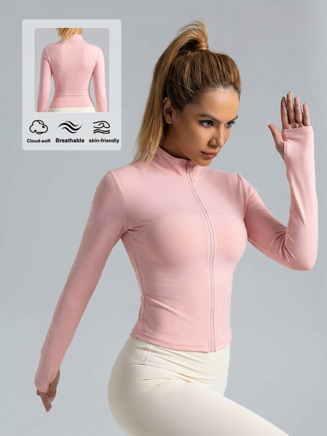 New Women Light Pink Yoga Coat - Yoga Fitness Jacket review and price